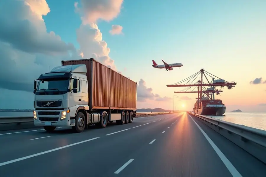 Truck and container port