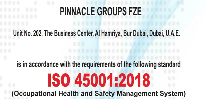 ISO 45001:2018 certified — Occupational Health and Safety Management System